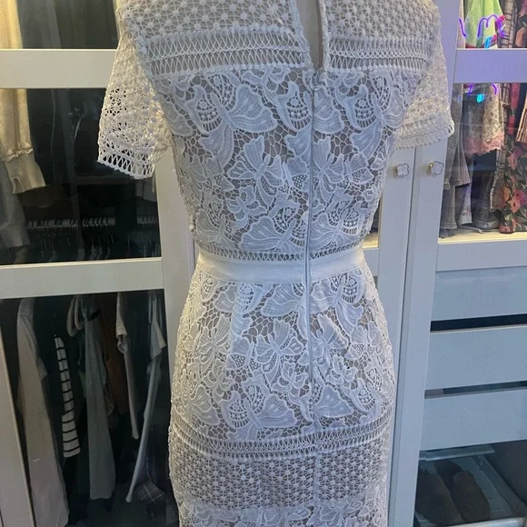Aqua Lace White Dress Sz Small - Picture 4 of 10